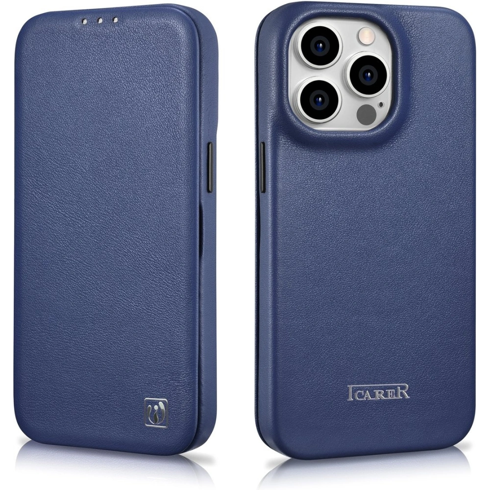 Etui iCarer CE Premium Leather Folio MagSafe Apple iPhone 14 Pro Max niebieski