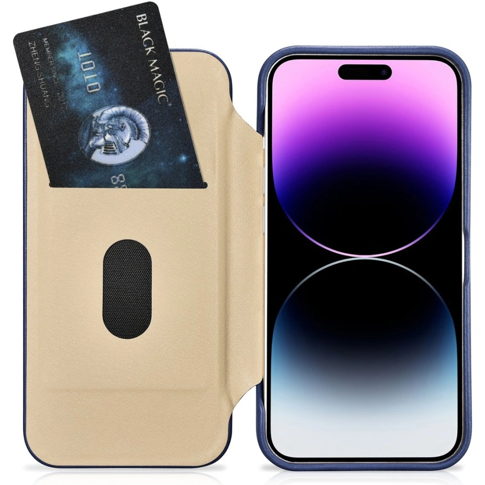 Etui iCarer CE Premium Leather Folio MagSafe Apple iPhone 14 Pro Max niebieski