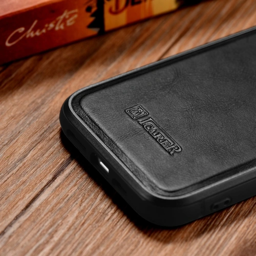 Kup Case iCarer Lederölwachs MagSafe Apple iPhone 14 schwarz - ICR421 - {ean13} - Sklep Home Screen