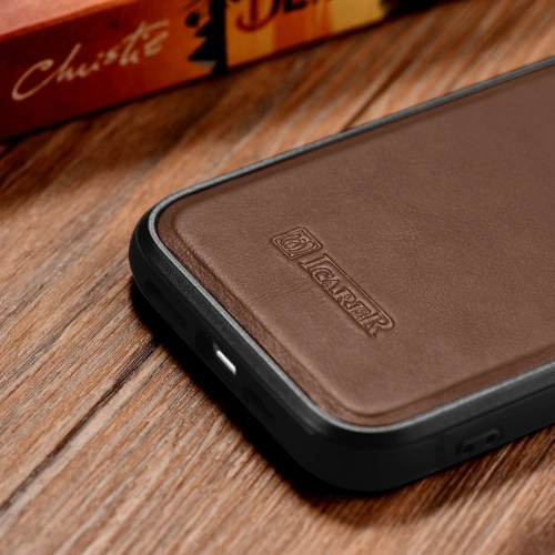 Kup Etui iCarer Leather Oil Wax MagSafe Apple iPhone 14 brązowy - ICR422 - {ean13} - Sklep Home Screen