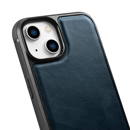 Kup Etui iCarer Leather Oil Wax MagSafe Apple iPhone 14 niebieski - ICR423 - {ean13} - Sklep Home Screen