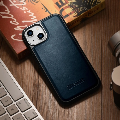 Kup Etui iCarer Leather Oil Wax MagSafe Apple iPhone 14 niebieski - ICR423 - {ean13} - Sklep Home Screen