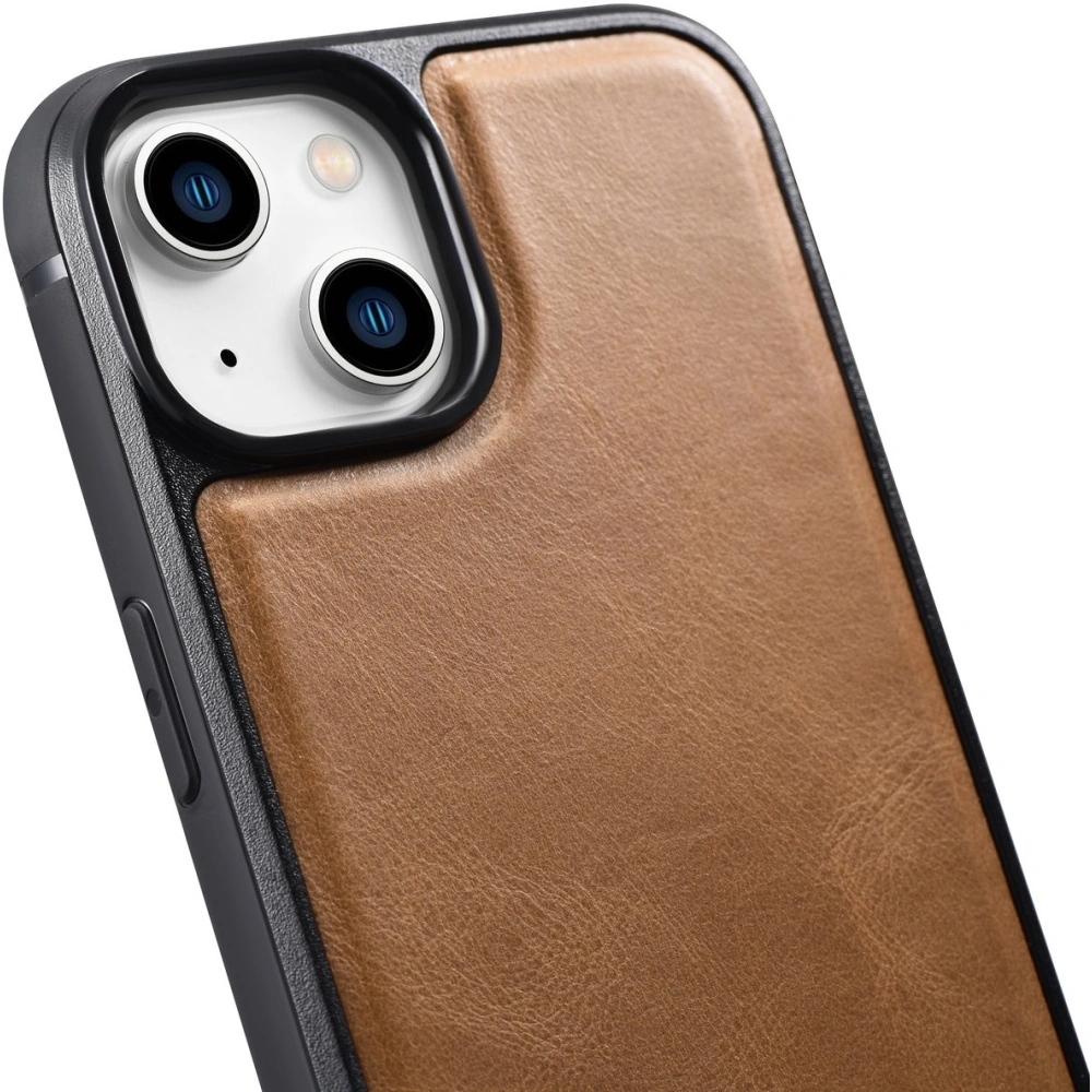 Etui iCarer Leather Oil Wax MagSafe Apple iPhone 14 jasnobrązowy