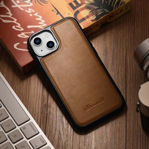 Kup Etui iCarer Leather Oil Wax MagSafe Apple iPhone 14 jasnobrązowy - ICR424 - {ean13} - Sklep Home Screen