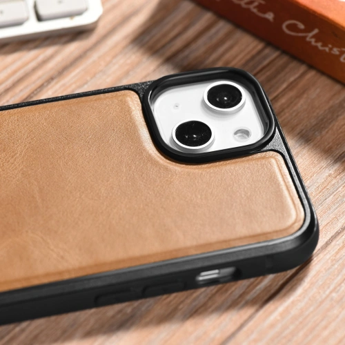 Kup Etui iCarer Leather Oil Wax MagSafe Apple iPhone 14 jasnobrązowy - ICR424 - {ean13} - Sklep Home Screen