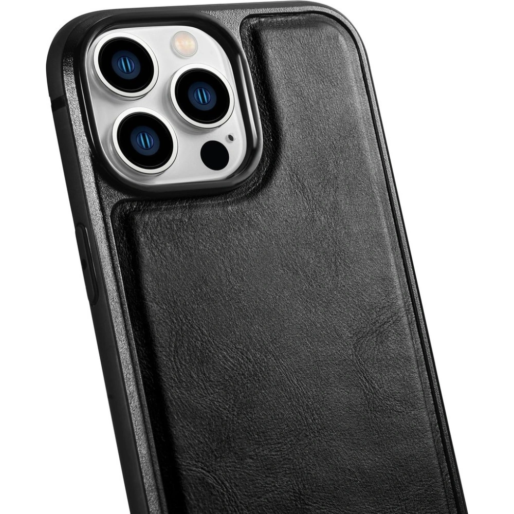 Etui iCarer Leather Oil Wax MagSafe Apple iPhone 14 Pro czarny