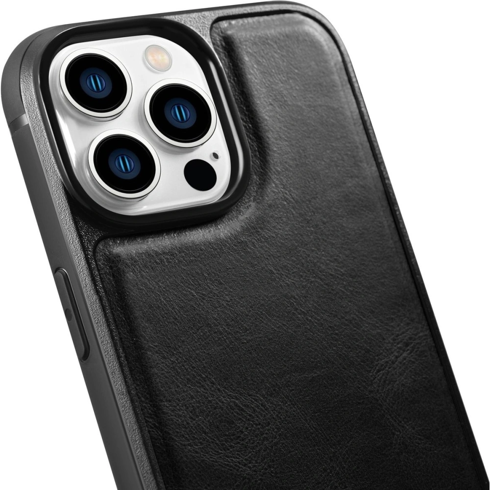 Etui iCarer Leather Oil Wax MagSafe Apple iPhone 14 Pro czarny