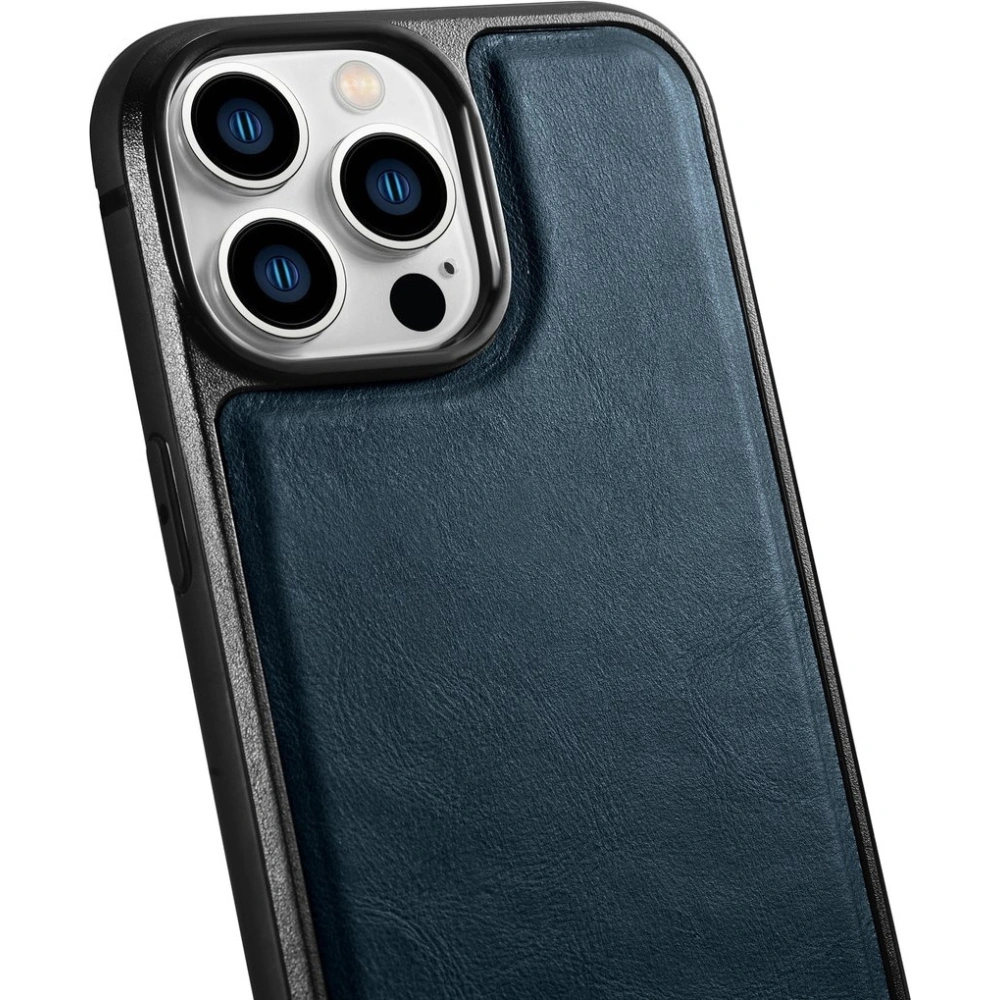 Etui iCarer Leather Oil Wax MagSafe Apple iPhone 14 Pro niebieski