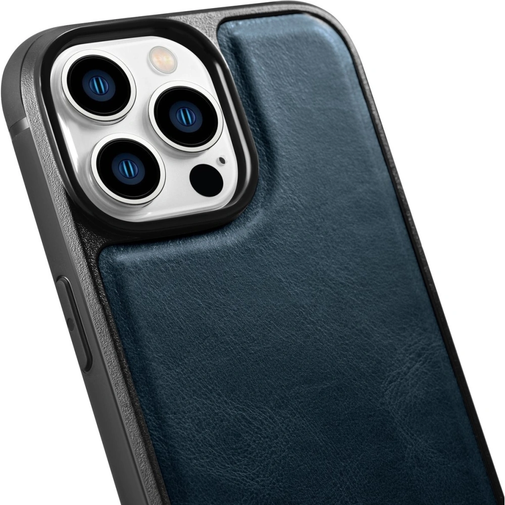 Etui iCarer Leather Oil Wax MagSafe Apple iPhone 14 Pro niebieski