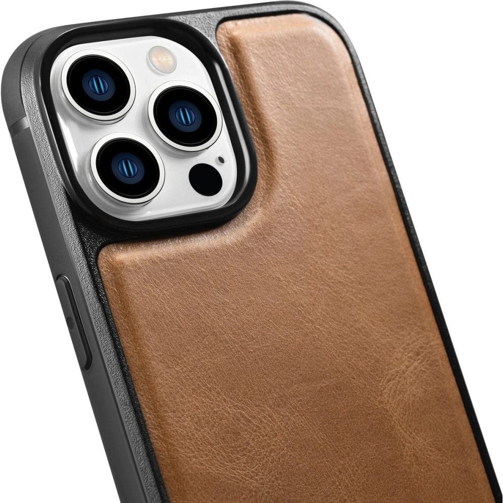 Etui iCarer Leather Oil Wax MagSafe Apple iPhone 14 Pro jasnobrązowy