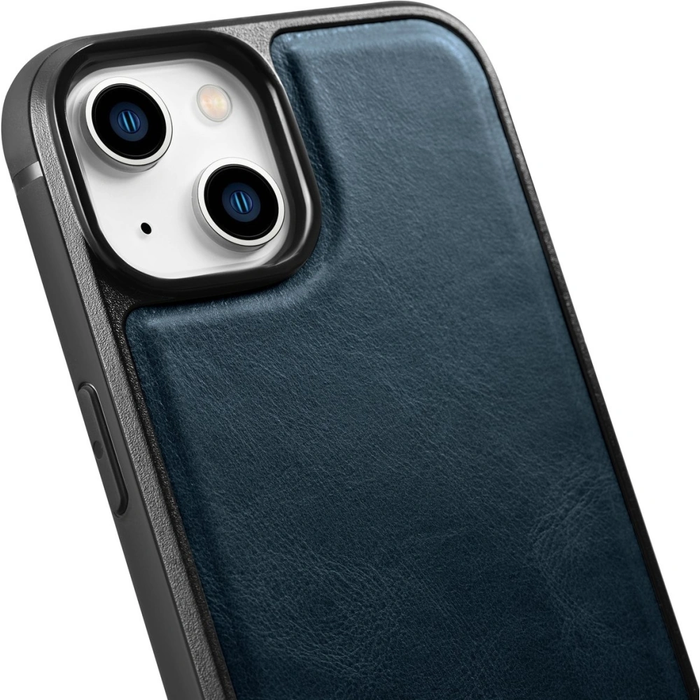 Etui iCarer Leather Oil Wax MagSafe Apple iPhone 14 Plus / 15 Plus niebieski