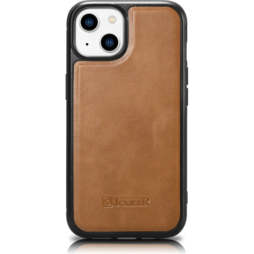 Etui iCarer Leather Oil Wax MagSafe Apple iPhone 14 Plus / 15 Plus jasnobrązowy