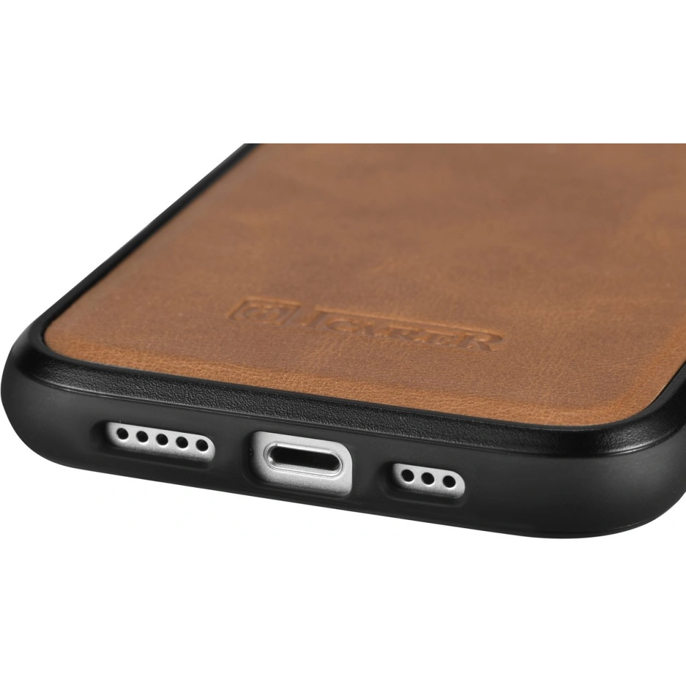 Etui iCarer Leather Oil Wax MagSafe Apple iPhone 14 Plus / 15 Plus jasnobrązowy