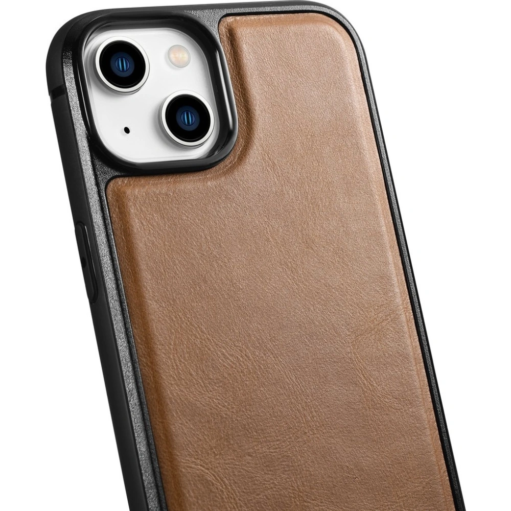Etui iCarer Leather Oil Wax MagSafe Apple iPhone 14 Plus / 15 Plus jasnobrązowy