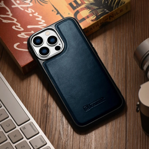 Kup Etui iCarer Leather Oil Wax MagSafe Apple iPhone 14 Pro Max niebieski - ICR435 - {ean13} - Sklep Home Screen