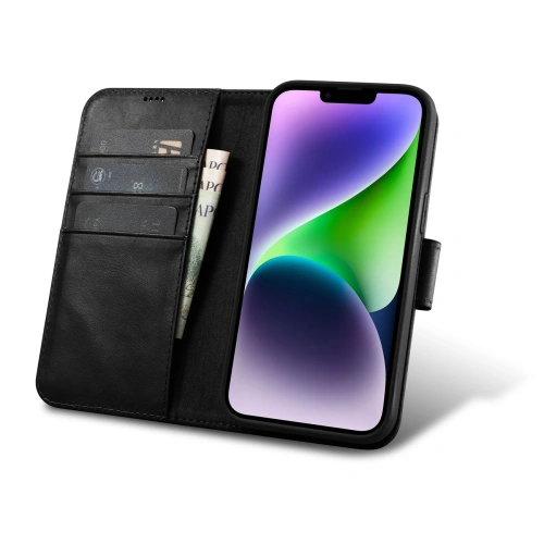 Buy iCarer Oil Wax Wallet Anti-RFID 2in1 Apple iPhone 14 black - ICR437 - {ean13} - Home Screen Store Europe