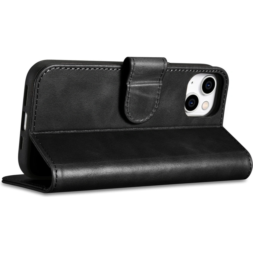 Etui iCarer Oil Wax Wallet Anti-RFID 2in1 Apple iPhone 14 czarny