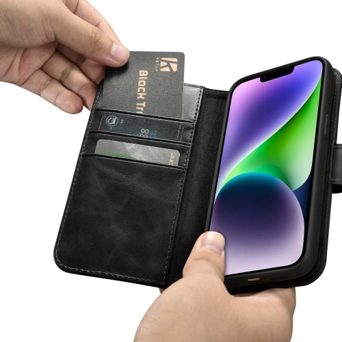 Buy iCarer Oil Wax Wallet Anti-RFID 2in1 Apple iPhone 14 black - ICR437 - {ean13} - Home Screen Store Europe