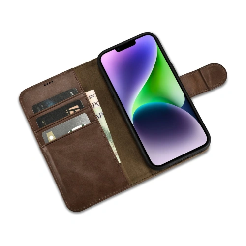 Kup Etui iCarer Oil Wax Wallet Anti-RFID 2in1 Apple iPhone 14 hnědý - ICR438 - {ean13} - Sklep Home Screen