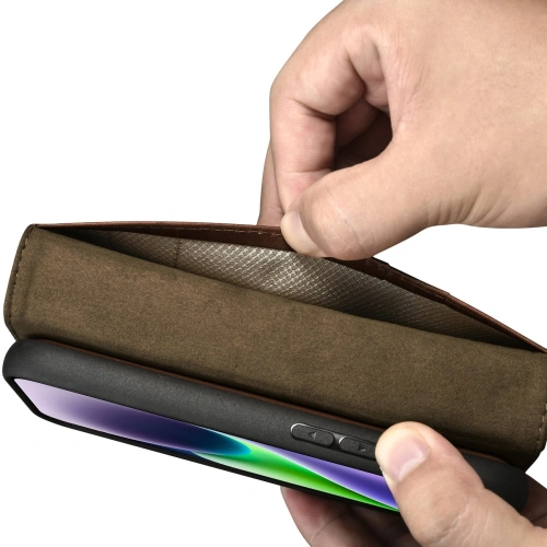 Kup Etui iCarer Oil Wax Wallet Anti-RFID 2in1 Apple iPhone 14 hnědý - ICR438 - {ean13} - Sklep Home Screen