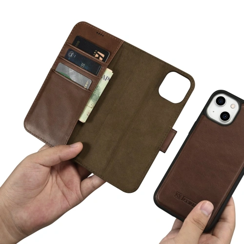 Kup Etui iCarer Oil Wax Wallet Anti-RFID 2in1 Apple iPhone 14 hnědý - ICR438 - {ean13} - Sklep Home Screen