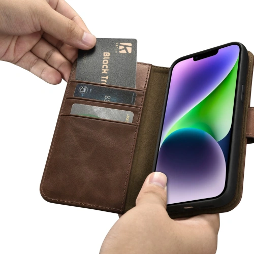 Kup Etui iCarer Oil Wax Wallet Anti-RFID 2in1 Apple iPhone 14 hnědý - ICR438 - {ean13} - Sklep Home Screen