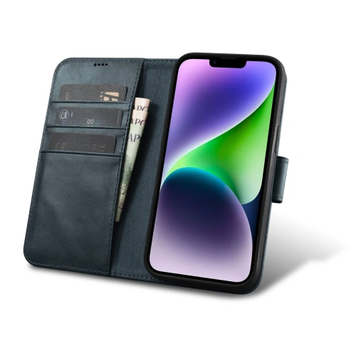 Kup Case iCarer Oil Wax Wallet Anti-RFID 2in1 Apple iPhone 14 blau - ICR439 - {ean13} - Sklep Home Screen