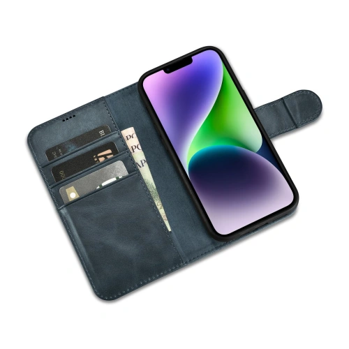 Kup Case iCarer Oil Wax Wallet Anti-RFID 2in1 Apple iPhone 14 blau - ICR439 - {ean13} - Sklep Home Screen