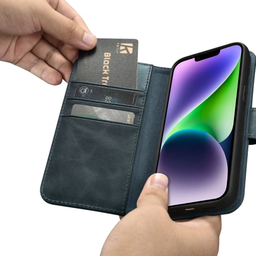 Kup Case iCarer Oil Wax Wallet Anti-RFID 2in1 Apple iPhone 14 blau - ICR439 - {ean13} - Sklep Home Screen