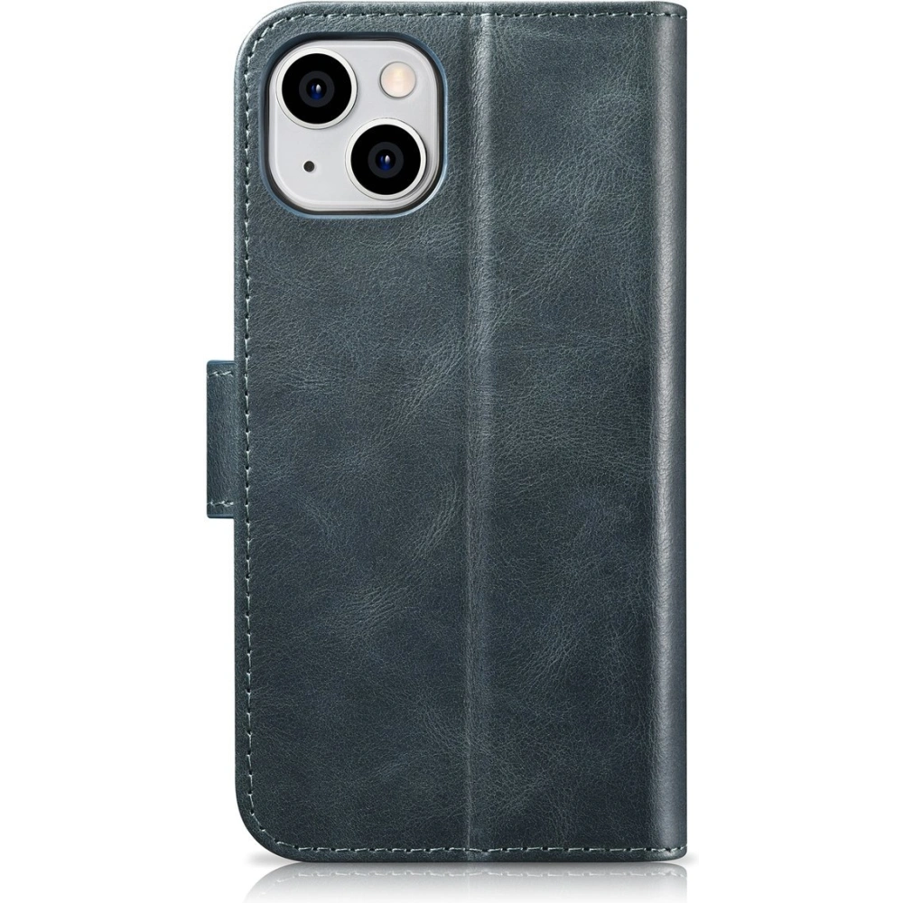Etui iCarer Oil Wax Wallet Anti-RFID 2in1 Apple iPhone 14 niebieski