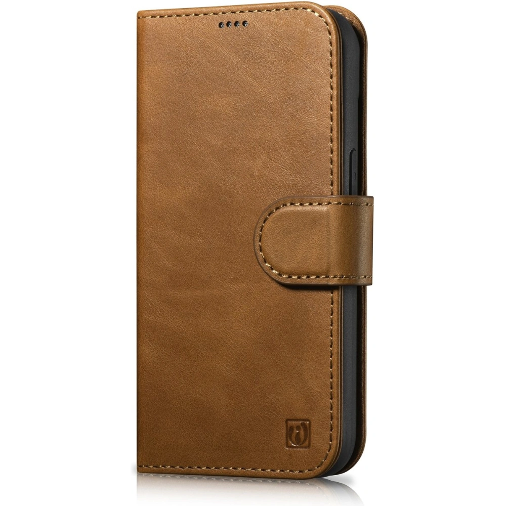 Etui iCarer Oil Wax Wallet Anti-RFID 2in1 Apple iPhone 14 jasnobrązowy