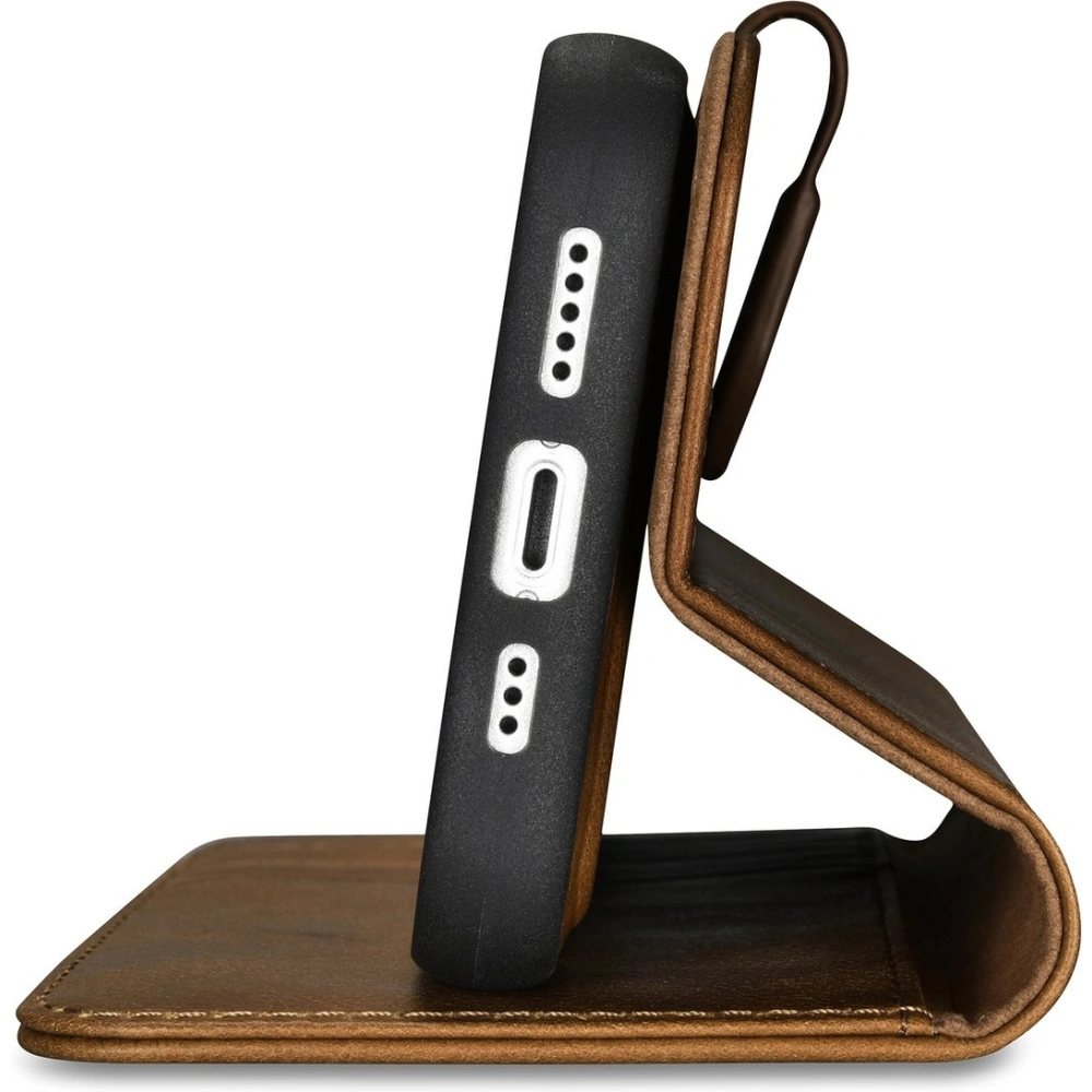 Etui iCarer Oil Wax Wallet Anti-RFID 2in1 Apple iPhone 14 jasnobrązowy