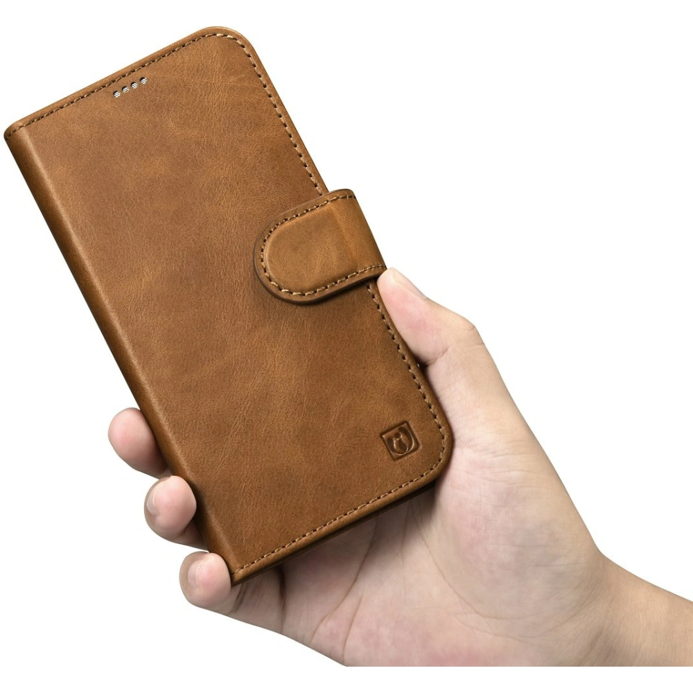 Etui iCarer Oil Wax Wallet Anti-RFID 2in1 Apple iPhone 14 jasnobrązowy