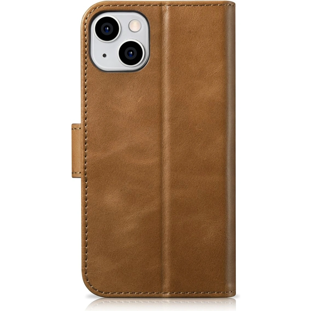 Etui iCarer Oil Wax Wallet Anti-RFID 2in1 Apple iPhone 14 jasnobrązowy