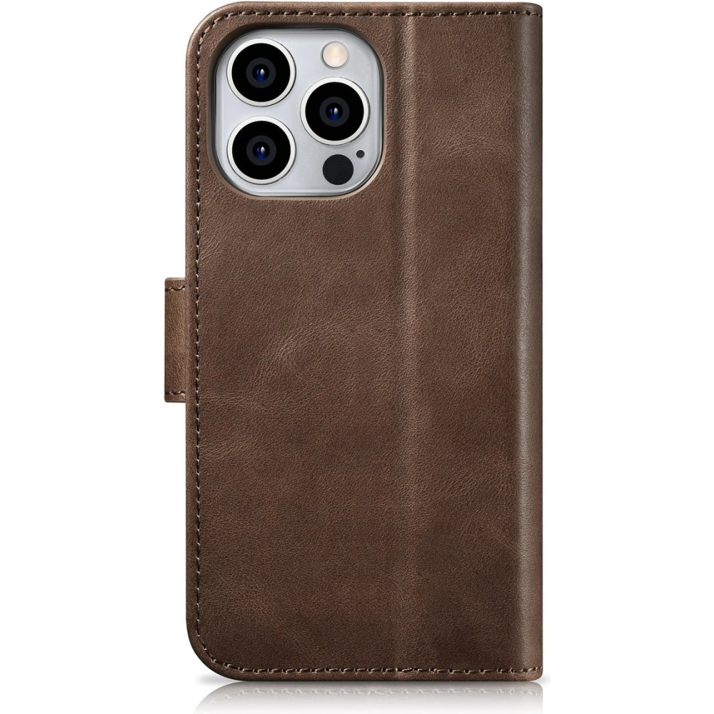 Etui iCarer Oil Wax Wallet Anti-RFID 2in1 Apple iPhone 14 Pro brązowy