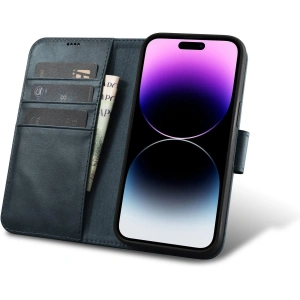 Kup Etui iCarer Oil Wax Wallet Anti-RFID 2in1 Apple iPhone 14 Pro modrý - ICR443 - {ean13} - Sklep Home Screen