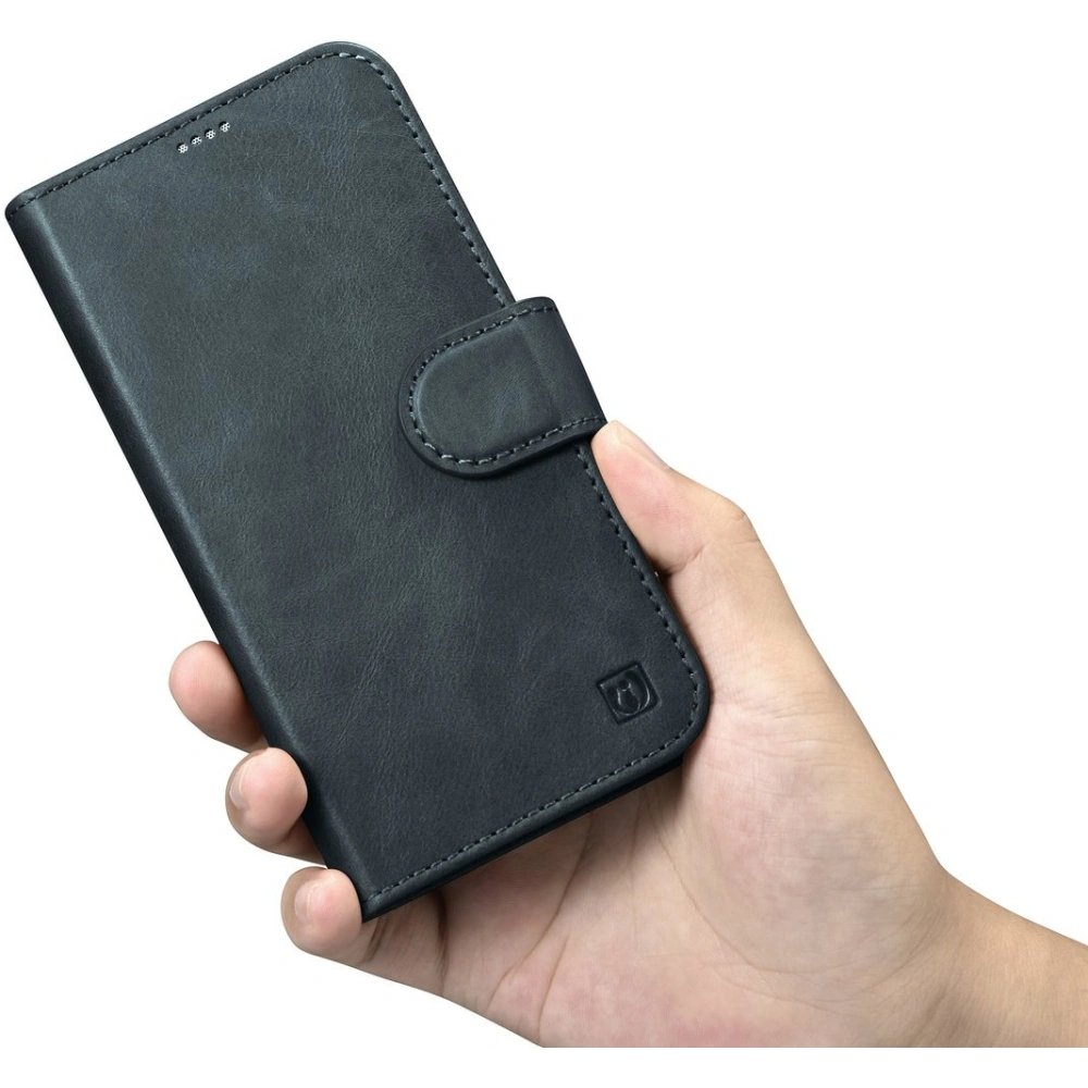 Etui iCarer Oil Wax Wallet Anti-RFID 2in1 Apple iPhone 14 Pro niebieski