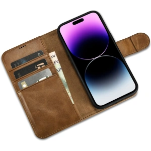Kup Etui iCarer Oil Wax Wallet Anti-RFID 2in1 Apple iPhone 14 Pro světle hnědá - ICR444 - {ean13} - Sklep Home Screen