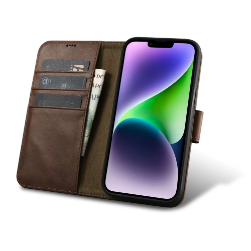 Buy iCarer Oil Wax Wallet Anti-RFID 2in1 Apple iPhone 14 Plus / 15 Plus brown - ICR446 - {ean13} - Home Screen Store Europe