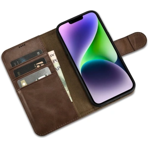 Kup Etui iCarer Oil Wax Wallet Anti-RFID 2in1 Apple iPhone 14 Plus / 15 Plus hnědá - ICR446 - {ean13} - Sklep Home Screen
