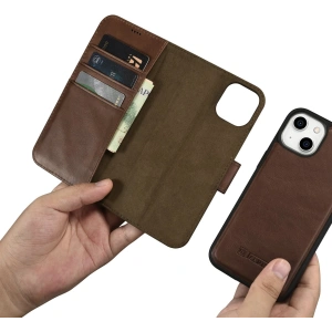 Kup Etui iCarer Oil Wax Wallet Anti-RFID 2in1 Apple iPhone 14 Plus / 15 Plus hnědá - ICR446 - {ean13} - Sklep Home Screen