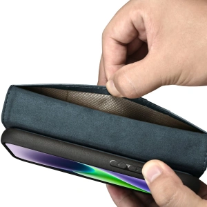 Kup Etui iCarer Oil Wax Wallet Anti-RFID 2in1 Apple iPhone 14 Plus / 15 Plus modré - ICR447 - {ean13} - Sklep Home Screen