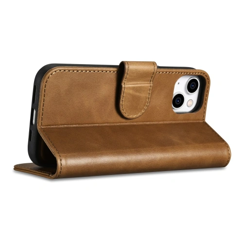 Kup Husă iCarer Oil Wax Wallet Anti-RFID 2în1 pentru Apple iPhone 14 Plus / 15 Plus maro deschis - ICR448 - {ean13} - Sklep Home Screen