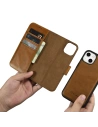 Kup Husă iCarer Oil Wax Wallet Anti-RFID 2în1 pentru Apple iPhone 14 Plus / 15 Plus maro deschis - ICR448 - {ean13} - Sklep Home Screen
