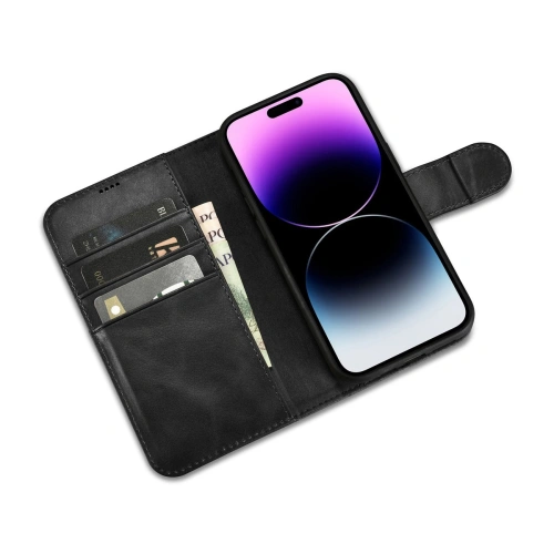 Kup Etui iCarer Oil Wax Wallet Anti-RFID 2in1 Apple iPhone 14 Pro Max czarny - ICR449 - {ean13} - Sklep Home Screen