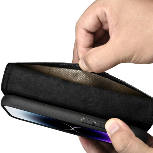 Kup Etui iCarer Oil Wax Wallet Anti-RFID 2in1 Apple iPhone 14 Pro Max czarny - ICR449 - {ean13} - Sklep Home Screen