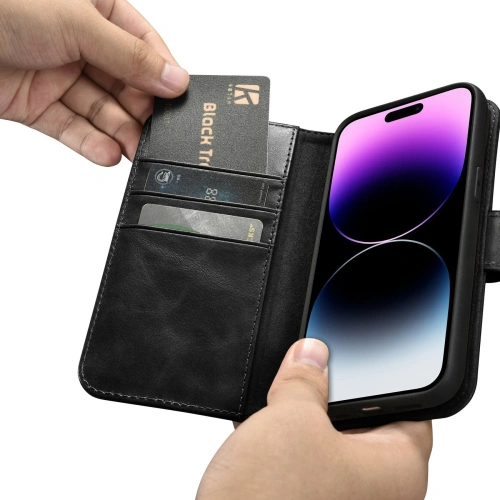 Kup Etui iCarer Oil Wax Wallet Anti-RFID 2in1 Apple iPhone 14 Pro Max czarny - ICR449 - {ean13} - Sklep Home Screen