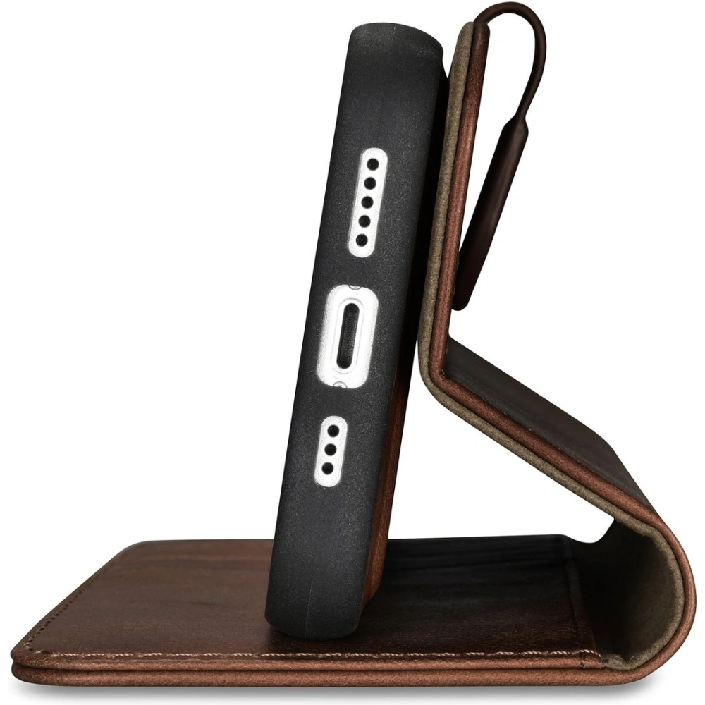 Etui iCarer Oil Wax Wallet Anti-RFID 2in1 Apple iPhone 14 Pro Max brązowy