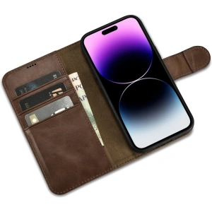 Kup Etui iCarer Oil Wax Wallet Anti-RFID 2in1 Apple iPhone 14 Pro Max brązowy - ICR450 - {ean13} - Sklep Home Screen
