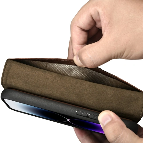 Kup Etui iCarer Oil Wax Wallet Anti-RFID 2in1 Apple iPhone 14 Pro Max hnědý - ICR450 - {ean13} - Sklep Home Screen